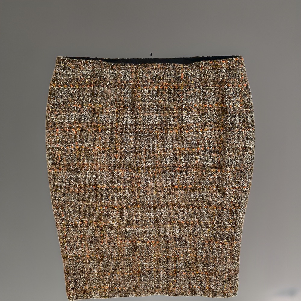 Lafayette 148 Multicolor Metallic Wool Blend Tweed Straight Pencil Skirt, Sz 10